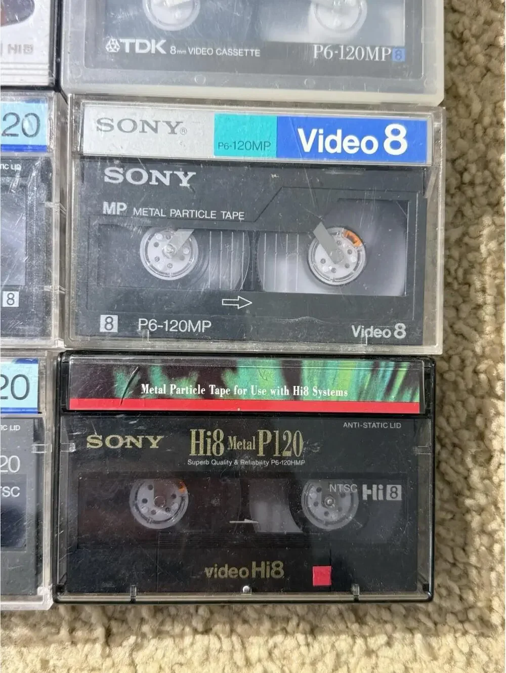 Lot of 8 Sony TDK Maxell Video8 & Hi8 Metal MP120 P120 8mm Tapes NTSC
